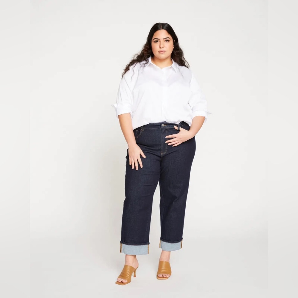 UNIVERSAL STANDARD / Stevie High Rise Cuffed Straight Leg Jeans / Indigo / 8